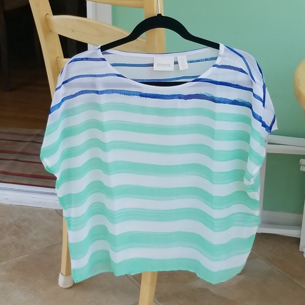 Chicos mint stripe  sheer top small